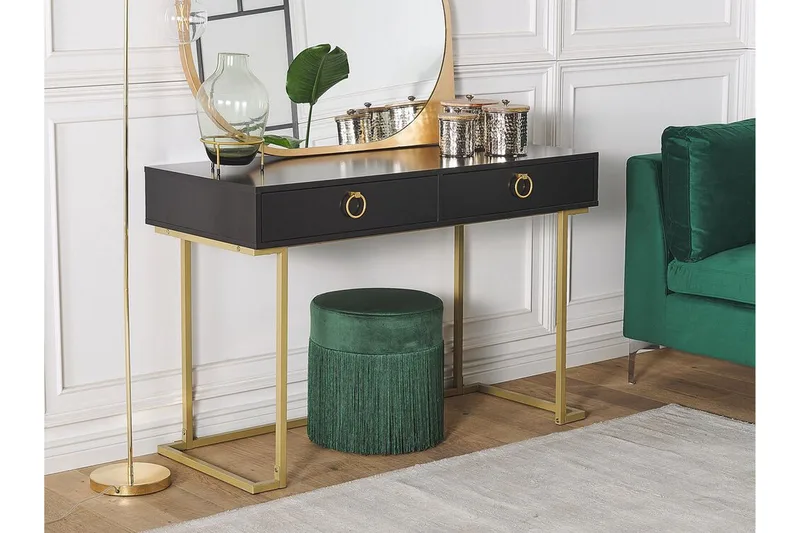 Konsolbord/skrivbord svart/guld WESTPORT - Svart - Möbler - Vardagsrum - Soffbord & vardagsrumsbord - Avlastningsbord & konsolbord