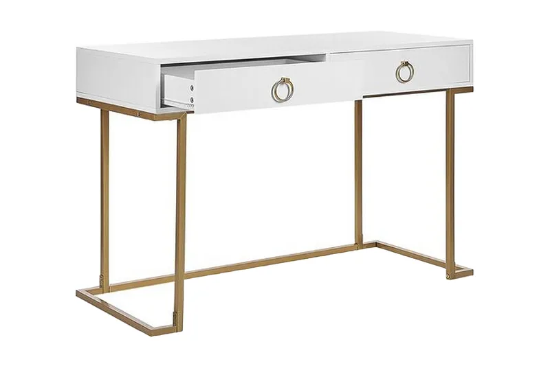 Konsolbord/skrivbord vit/guld WESTPORT - Vit - Möbler - Vardagsrum - Soffbord & vardagsrumsbord - Avlastningsbord & konsolbord