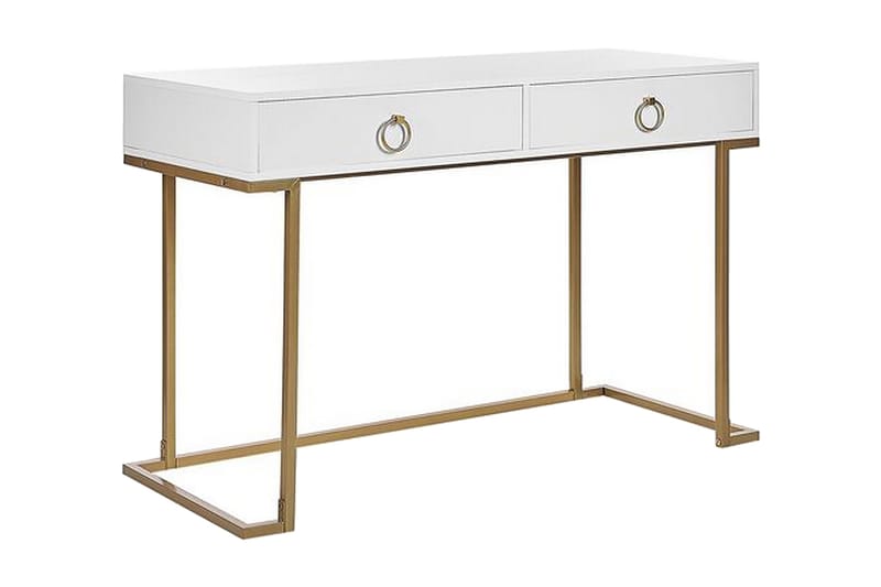 Konsolbord/skrivbord vit/guld WESTPORT - Vit - Möbler - Vardagsrum - Soffbord & vardagsrumsbord - Avlastningsbord & konsolbord