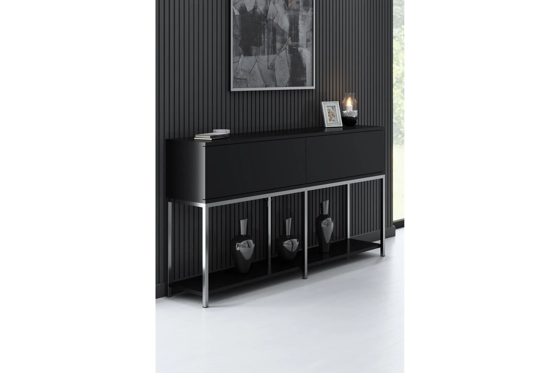 kristy konsollbord 150 cm svart/grå -