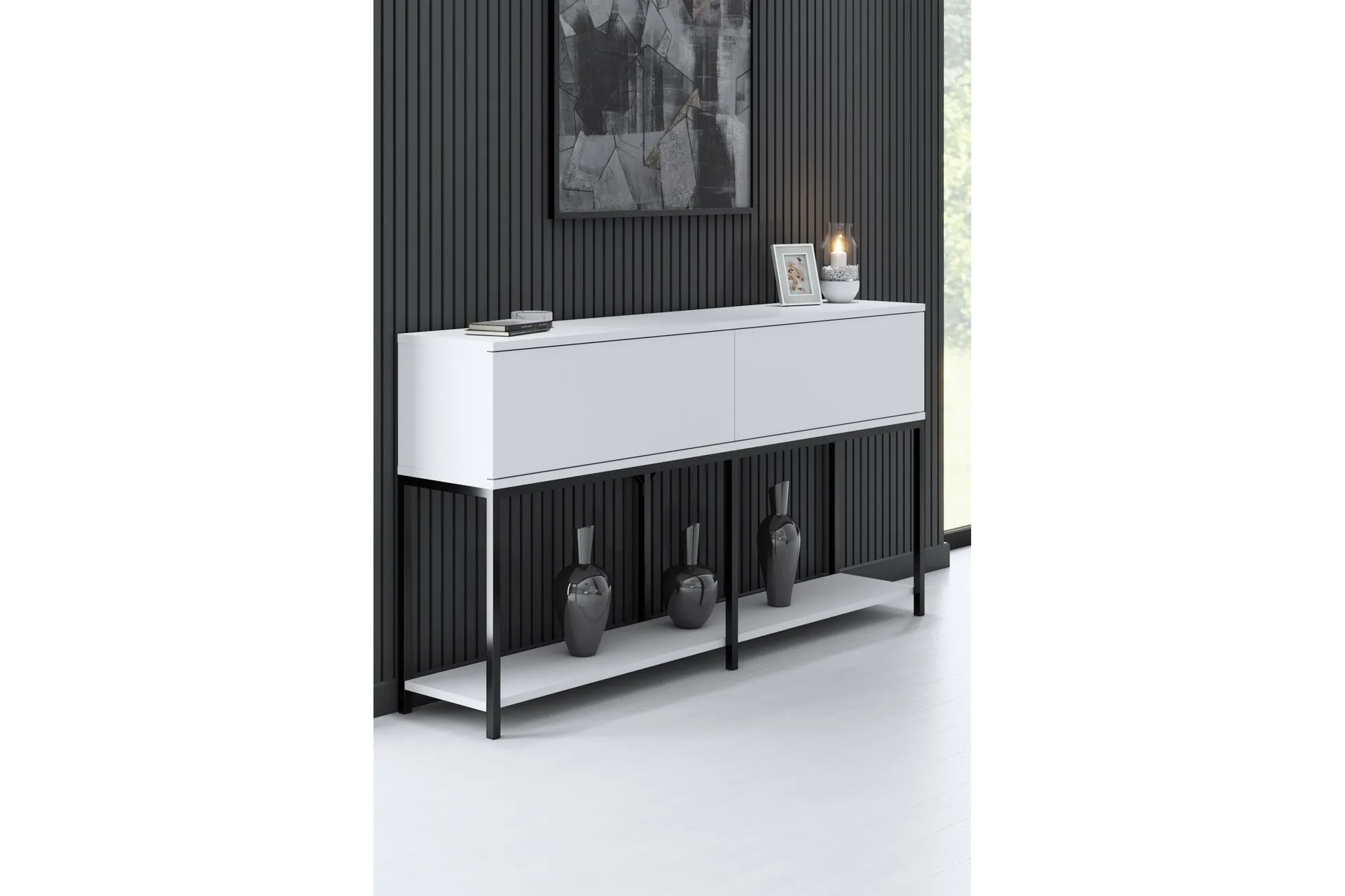 kristy konsollbord 150 cm svart/vit -