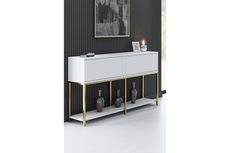 KRISTY Konsollbord 150 cm Vit/Guld - Möbler - Vardagsrum - Soffbord & vardagsrumsbord - Avlastningsbord & konsolbord