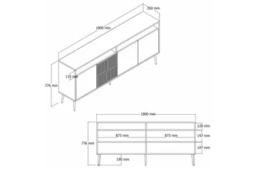Lissione Konsollbord 180 cm - Guld/Vit - Förvaring - Förvaringsmöbler - Skänkar & sideboards