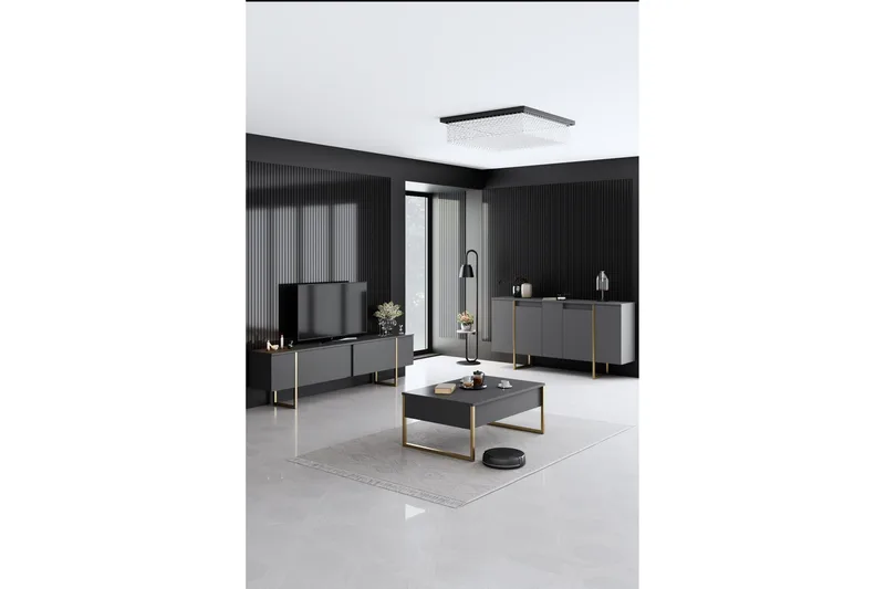 Luxe Konsollbord 160 cm - Grå/Guld - Förvaring - Förvaringsmöbler - Skänkar & sideboards