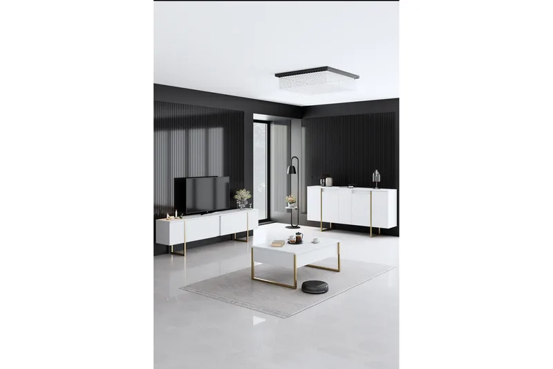 Luxe Konsollbord 160 cm - Vit/Guld - Förvaring - Förvaringsmöbler - Skänkar & sideboards