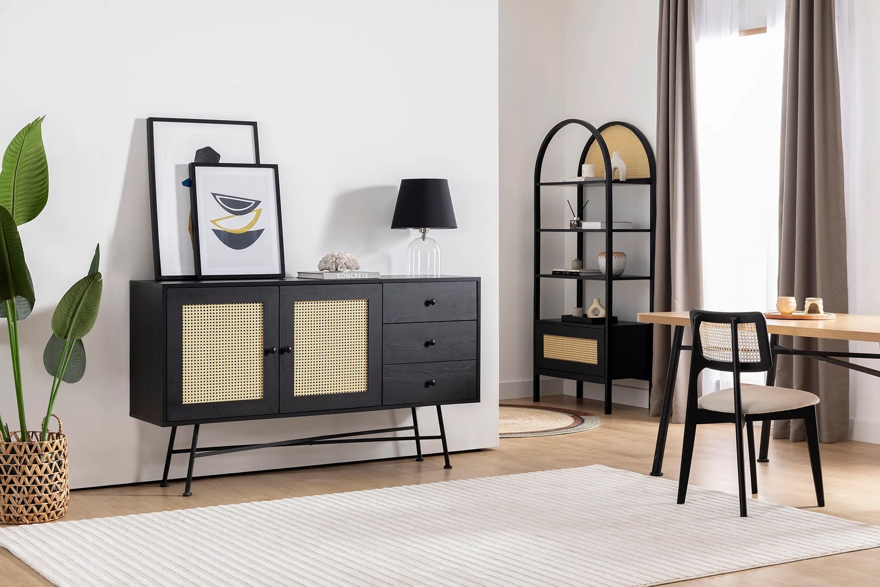 makwana konsollbord 160 cm svart -