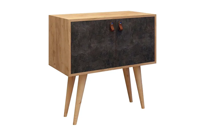 Mod Design Sideboard Läderbeslag - Grå/Trä - Möbler - Vardagsrum - Soffbord & vardagsrumsbord - Avlastningsbord & konsolbord