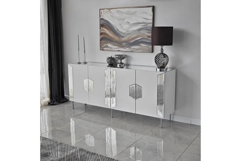 Stedum Konsollbord 180 cm - Vit/Silver - Förvaring - Förvaringsmöbler - Skänkar & sideboards