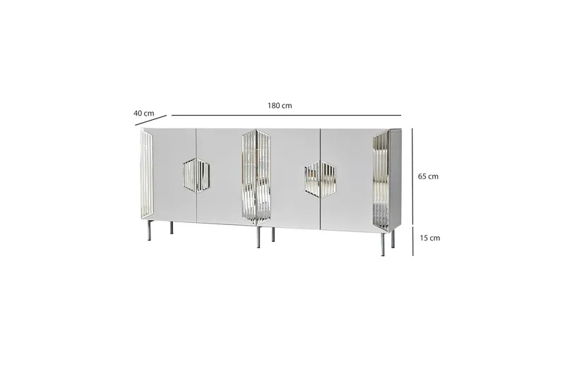 Stedum Konsollbord 180 cm - Vit/Silver - Förvaring - Förvaringsmöbler - Skänkar & sideboards