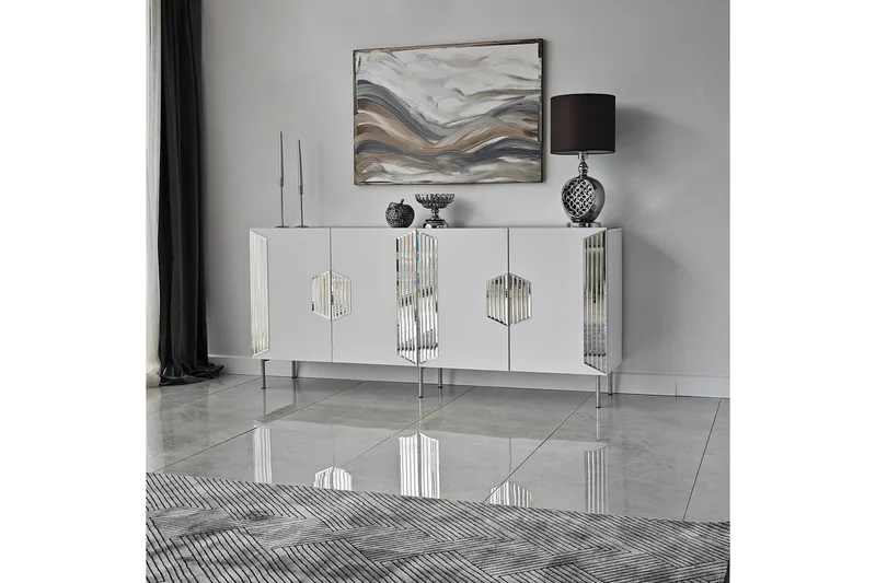 Stedum Konsollbord 180 cm - Vit/Silver - Förvaring - Förvaringsmöbler - Skänkar & sideboards