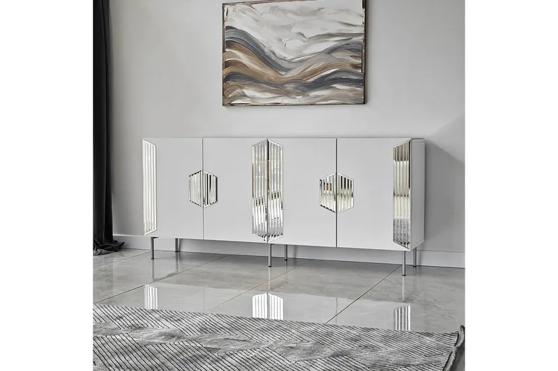 Stedum Konsollbord 180 cm - Vit/Silver - Förvaring - Förvaringsmöbler - Skänkar & sideboards