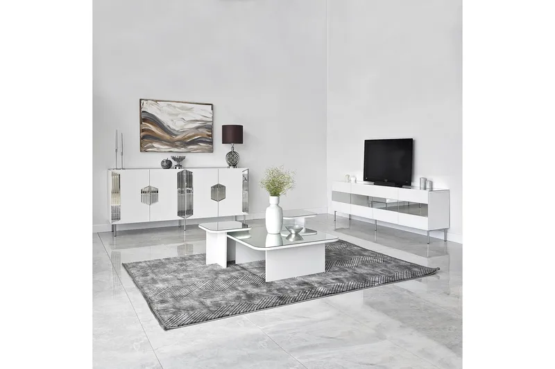 Stedum Konsollbord 180 cm - Vit/Silver - Förvaring - Förvaringsmöbler - Skänkar & sideboards