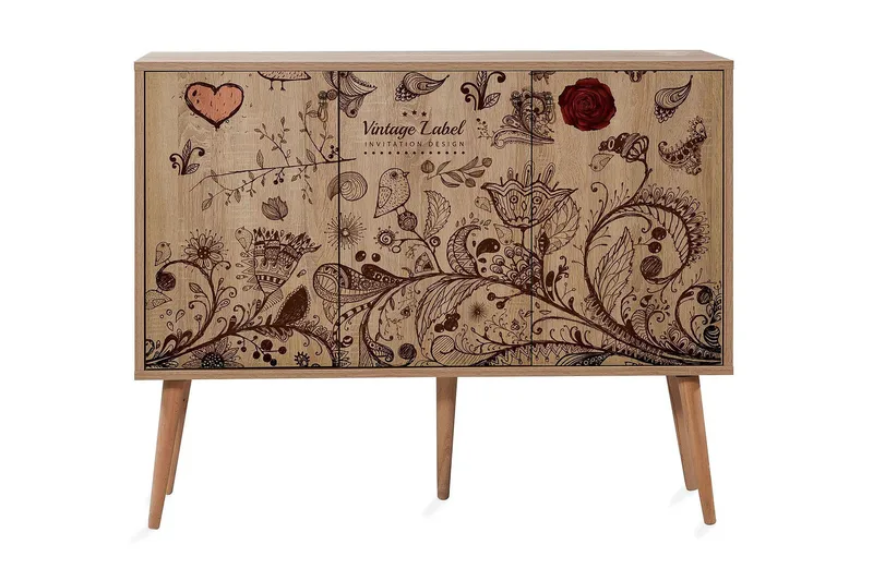 Vellavie Skänk Vintage Label, Mönstrad