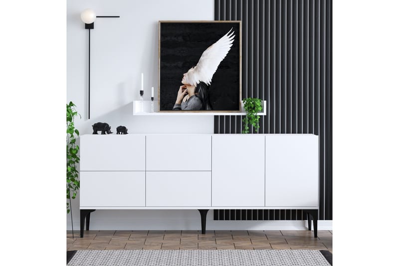ZORTEA Konsollbord 180x80 cm Vit/Svart - Möbler - Vardagsrum - Soffbord & vardagsrumsbord - Avlastningsbord & konsolbord
