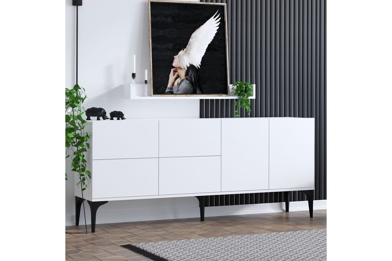 ZORTEA Konsollbord 180x80 cm Vit/Svart - Möbler - Vardagsrum - Soffbord & vardagsrumsbord - Avlastningsbord & konsolbord
