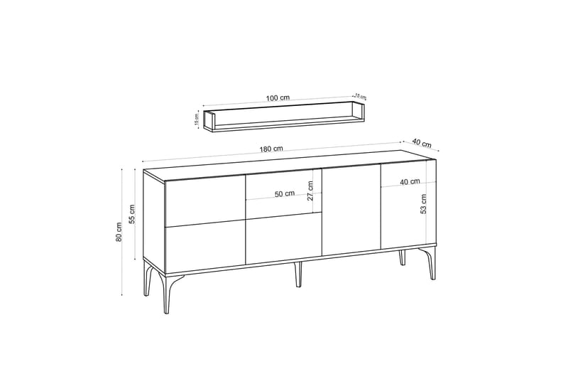 ZORTEA Konsollbord 180x80 cm Vit/Svart - Möbler - Vardagsrum - Soffbord & vardagsrumsbord - Avlastningsbord & konsolbord