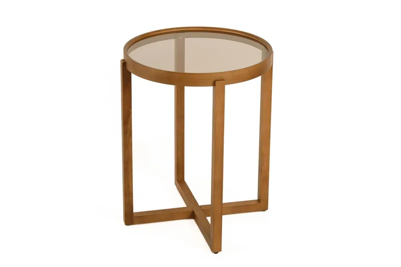 Babilas Satsbord (3 delar) 45x55x45 cm - Transparent valnöt - Möbler - Vardagsrum - Soffbord & vardagsrumsbord - Satsbord
