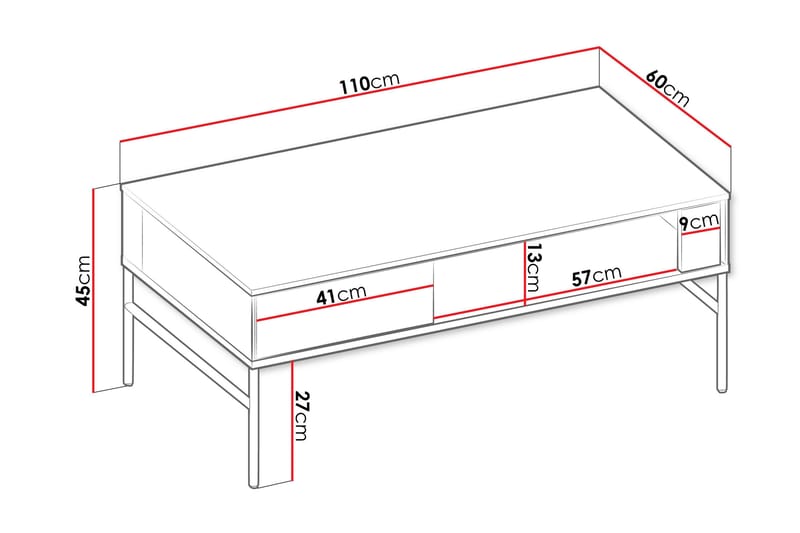 Basici Soffbord 110 cm med Lådor i Trä med Mörkt Trä - Brun - Möbler - Vardagsrum - Soffbord & vardagsrumsbord - Soffbord