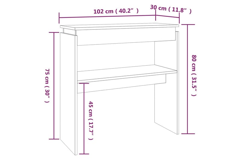beBasic Avlastningsbord rökfärgad ek 102x30x80 cm konstruerat trä - Hallbord - Bord - Avlastningsbord & konsolbord
