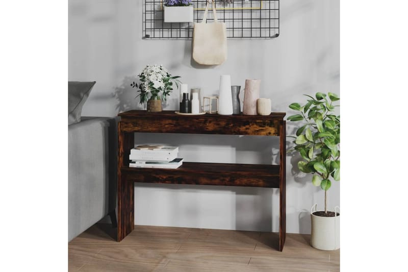 beBasic Avlastningsbord rökfärgad ek 102x30x80 cm konstruerat trä - Möbler - Vardagsrum - Soffbord & vardagsrumsbord - Avlastningsbord & konsolbord