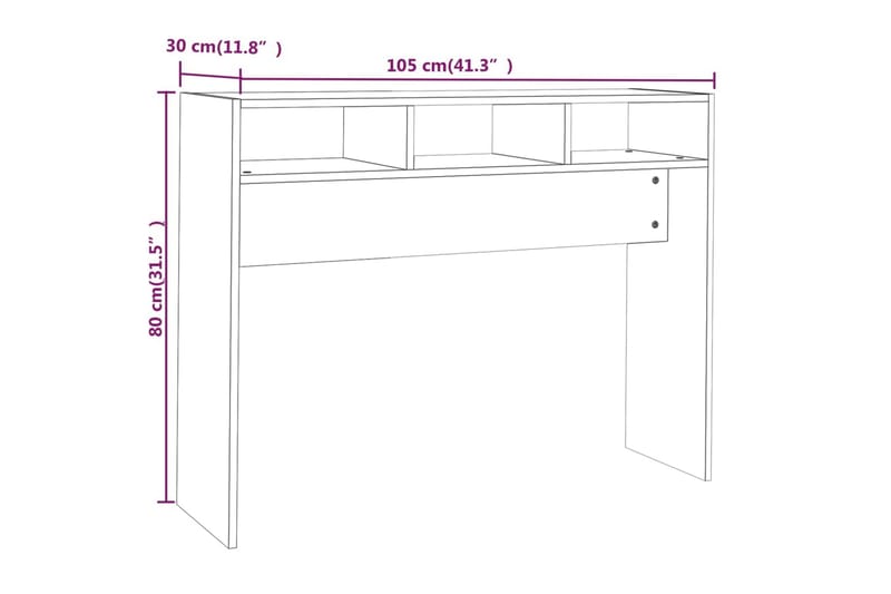 beBasic Avlastningsbord rökfärgad ek 105x30x80 cm konstruerat trä - Hallbord - Bord - Avlastningsbord & konsolbord