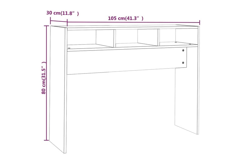 beBasic Avlastningsbord rökfärgad ek 105x30x80 cm konstruerat trä - Möbler - Vardagsrum - Soffbord & vardagsrumsbord - Avlastningsbord & konsolbord