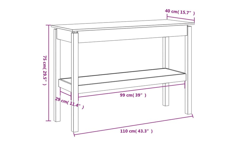 beBasic Konsolbord 110x40x75 cm massiv furu - Möbler - Vardagsrum - Soffbord & vardagsrumsbord - Avlastningsbord & konsolbord