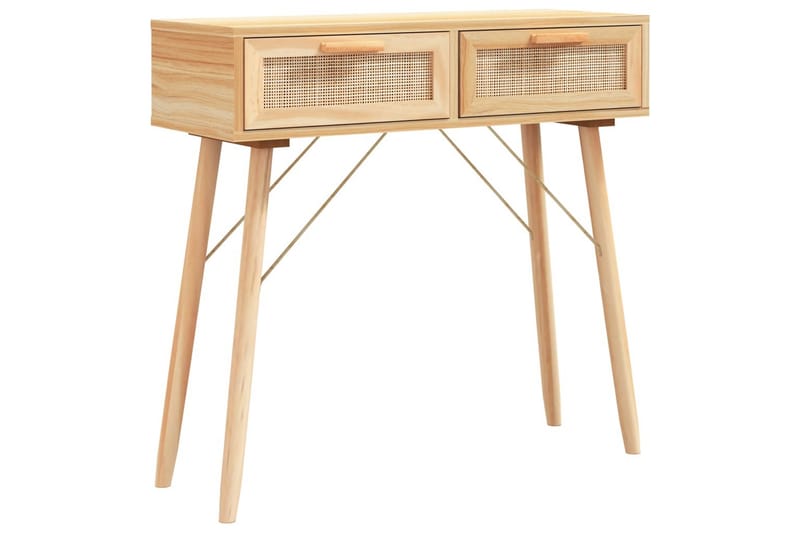 beBasic Konsolbord brun 80x30x75 cm massiv furu och naturlig rotting - Möbler - Vardagsrum - Soffbord & vardagsrumsbord - Avlastningsbord & konsolbord