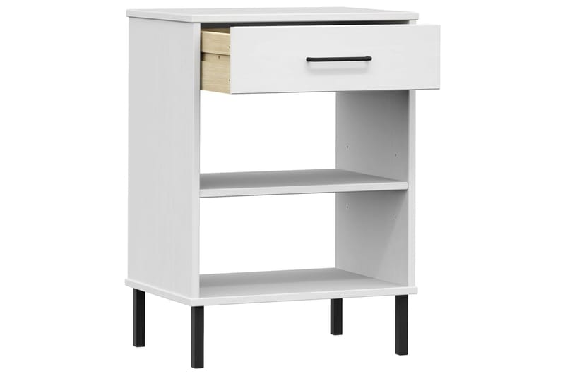 beBasic Konsolbord med metallben OSLO vit massiv furu - Möbler - Vardagsrum - Soffbord & vardagsrumsbord - Avlastningsbord & konsolbord