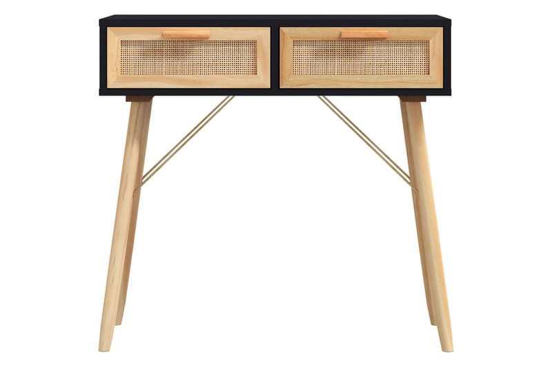 beBasic Konsolbord svart 80x30x75 cm massiv furu och naturlig rotting - Möbler - Vardagsrum - Soffbord & vardagsrumsbord - Avlastningsbord & konsolbord
