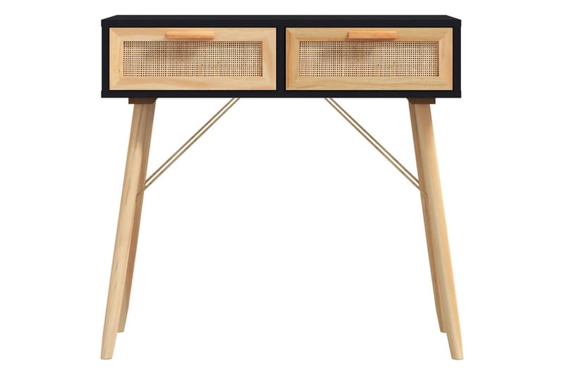 beBasic Konsolbord svart 80x30x75 cm massiv furu och naturlig rotting - Hallbord - Bord - Avlastningsbord & konsolbord