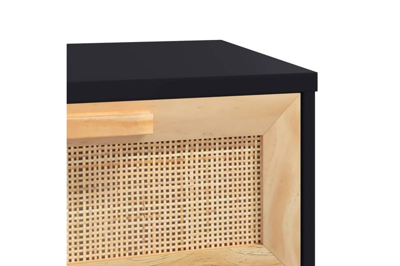 beBasic Konsolbord svart 80x30x75 cm massiv furu och naturlig rotting - Möbler - Vardagsrum - Soffbord & vardagsrumsbord - Avlastningsbord & konsolbord
