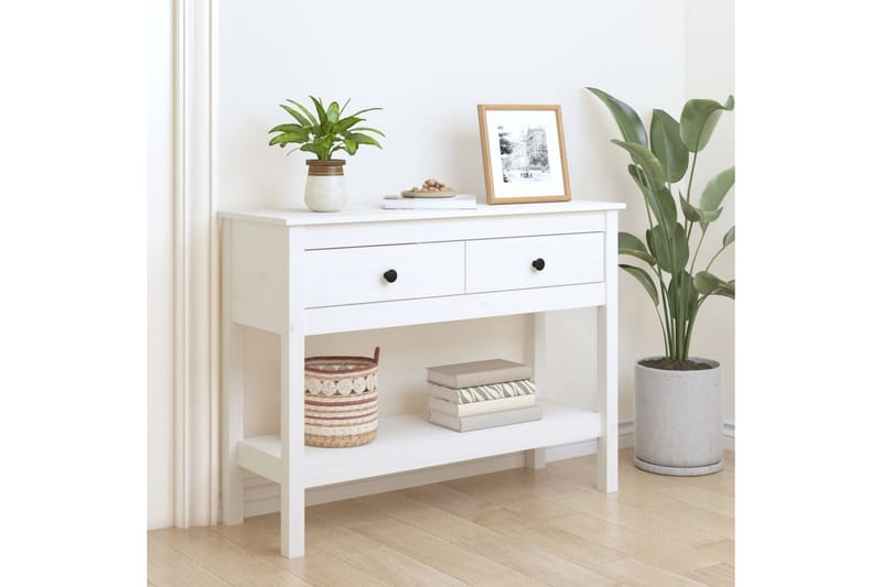 beBasic Konsolbord vit 100x35x75 cm massiv furu - Möbler - Vardagsrum - Soffbord & vardagsrumsbord - Avlastningsbord & konsolbord