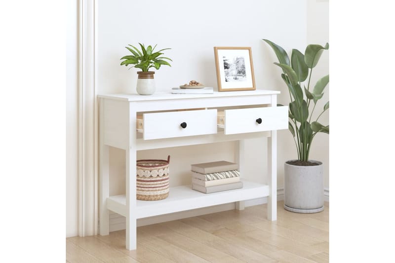 beBasic Konsolbord vit 100x35x75 cm massiv furu - Möbler - Vardagsrum - Soffbord & vardagsrumsbord - Avlastningsbord & konsolbord