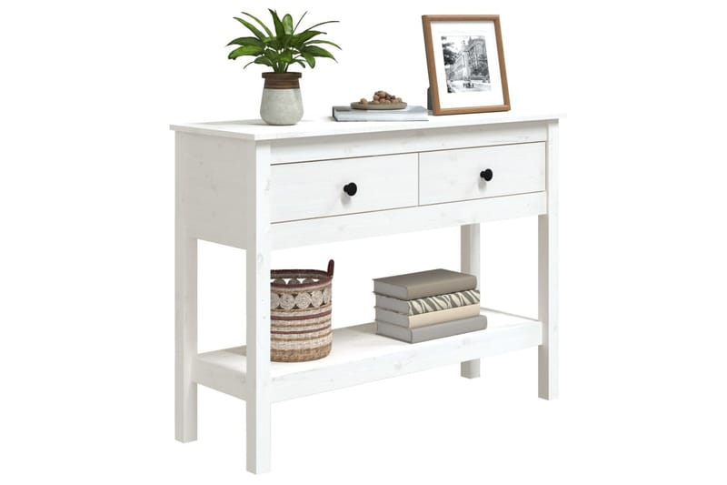 beBasic Konsolbord vit 100x35x75 cm massiv furu - Möbler - Vardagsrum - Soffbord & vardagsrumsbord - Avlastningsbord & konsolbord
