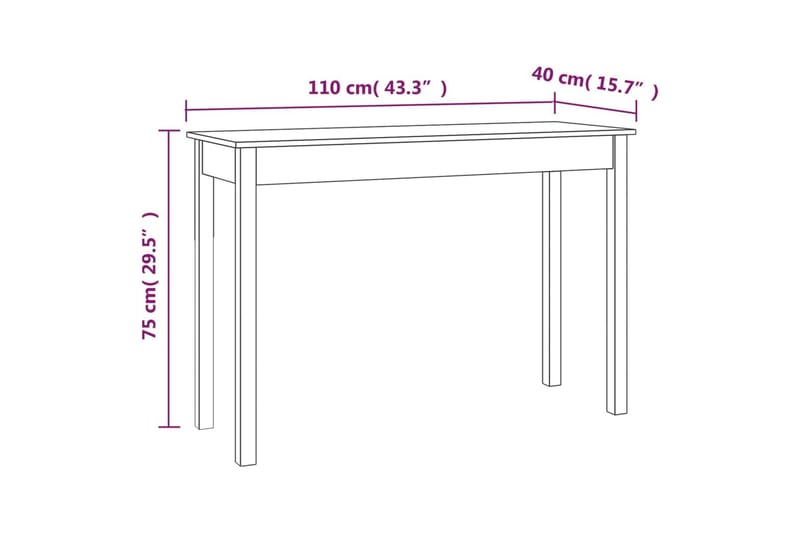 beBasic Konsolbord vit 110x40x75 cm massiv furu - Hallbord - Bord - Avlastningsbord & konsolbord