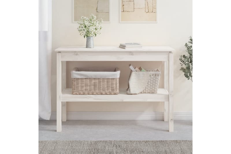 beBasic Konsolbord vit 110x40x75 cm massiv furu - Möbler - Vardagsrum - Soffbord & vardagsrumsbord - Avlastningsbord & konsolbord