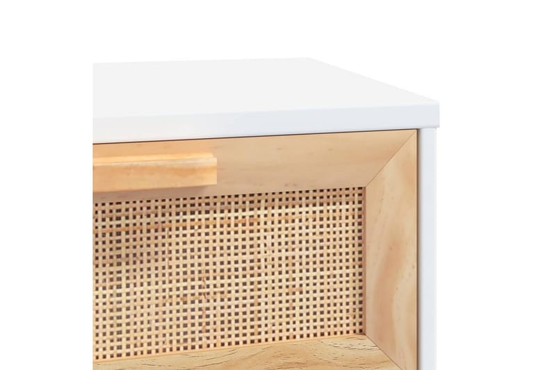 beBasic Konsolbord vit 80x30x75 cm massiv furu och naturlig rotting - Möbler - Vardagsrum - Soffbord & vardagsrumsbord - Avlastningsbord & konsolbord