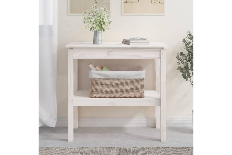 beBasic Konsolbord vit 80x40x75 cm massiv furu - Möbler - Vardagsrum - Soffbord & vardagsrumsbord - Avlastningsbord & konsolbord