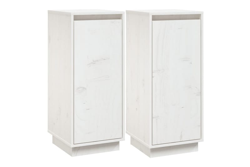 beBasic Skåp 2 st vit 31,5x34x75 cm massiv furu - Möbler - Vardagsrum - Soffbord & vardagsrumsbord - Sidobord & lampbord