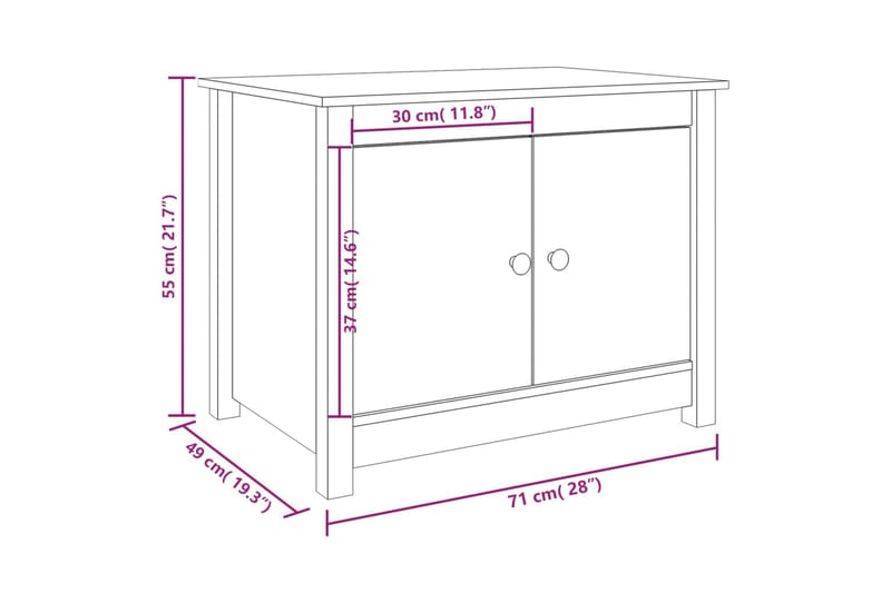 beBasic Soffbord grå 71x49x55 cm massiv furu - Soffbord - Bord