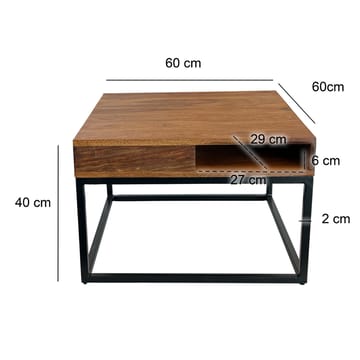 Beleri Soffbord 60 cm Kvadratisk - Varmbrun och svart - Möbler - Vardagsrum - Soffbord & vardagsrumsbord - Soffbord