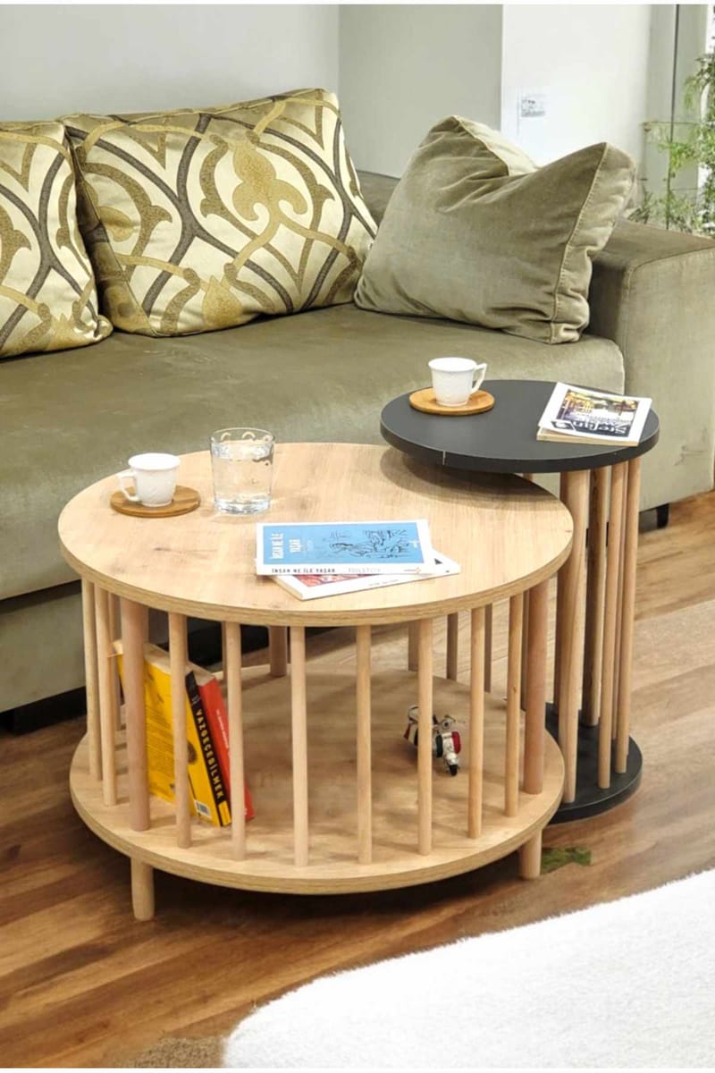 Belvo Soffbordsset 60x43 cm - Sapphire Oak och antracit - Möbler - Vardagsrum - Soffbord & vardagsrumsbord - Soffbord