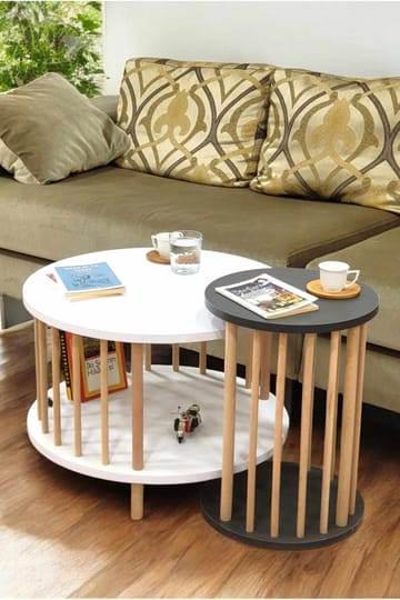 Belvo Soffbordsset 60x43 cm - Vitt/Antracit - Möbler - Vardagsrum - Soffbord & vardagsrumsbord - Soffbord