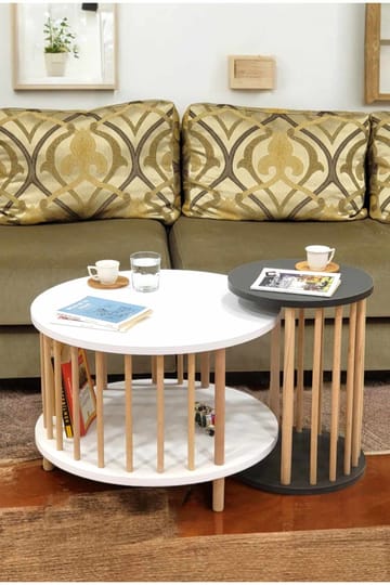 Belvo Soffbordsset 60x43 cm - Vitt/Antracit - Möbler - Vardagsrum - Soffbord & vardagsrumsbord - Soffbord