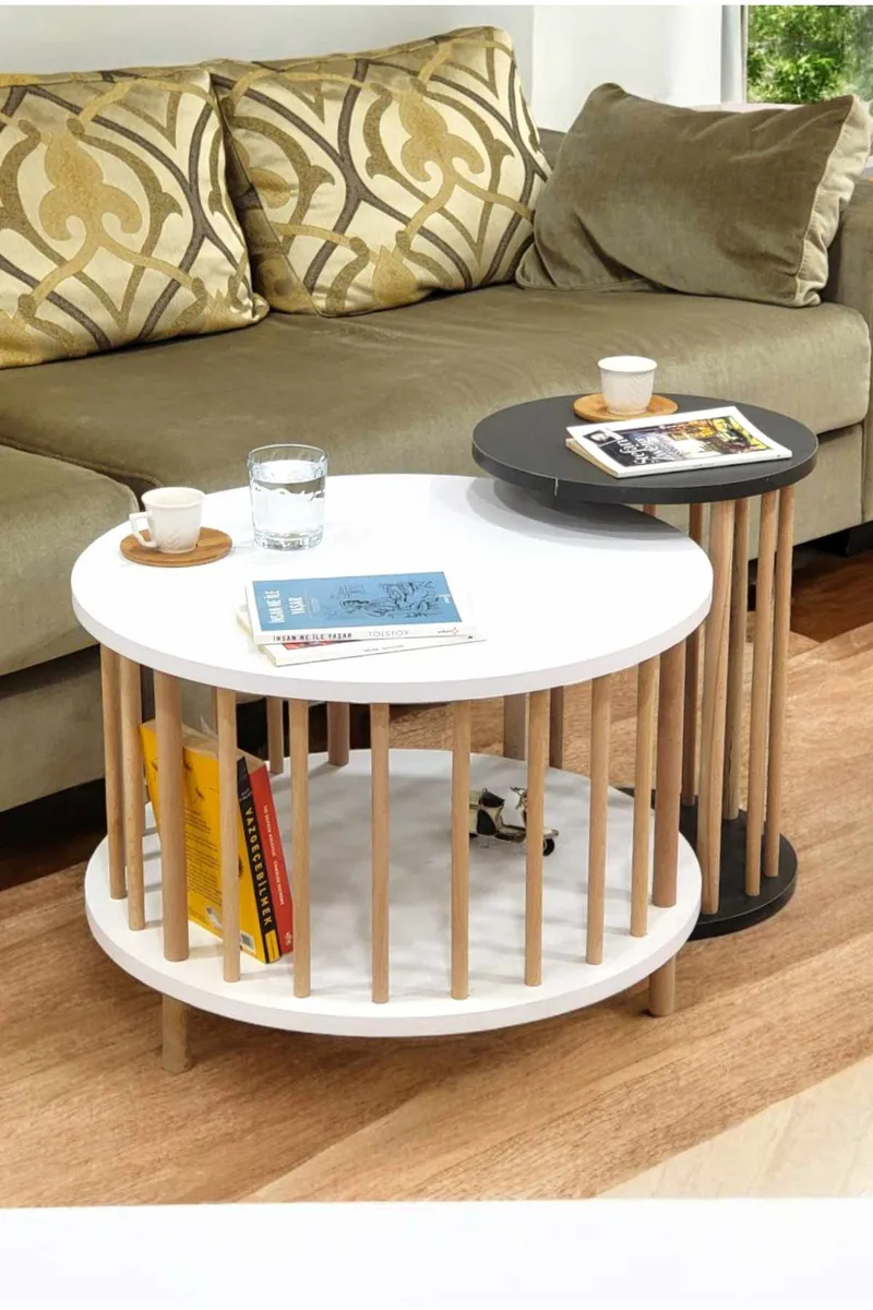 Belvo Soffbordsset 60x43 cm, Vitt/Antracit