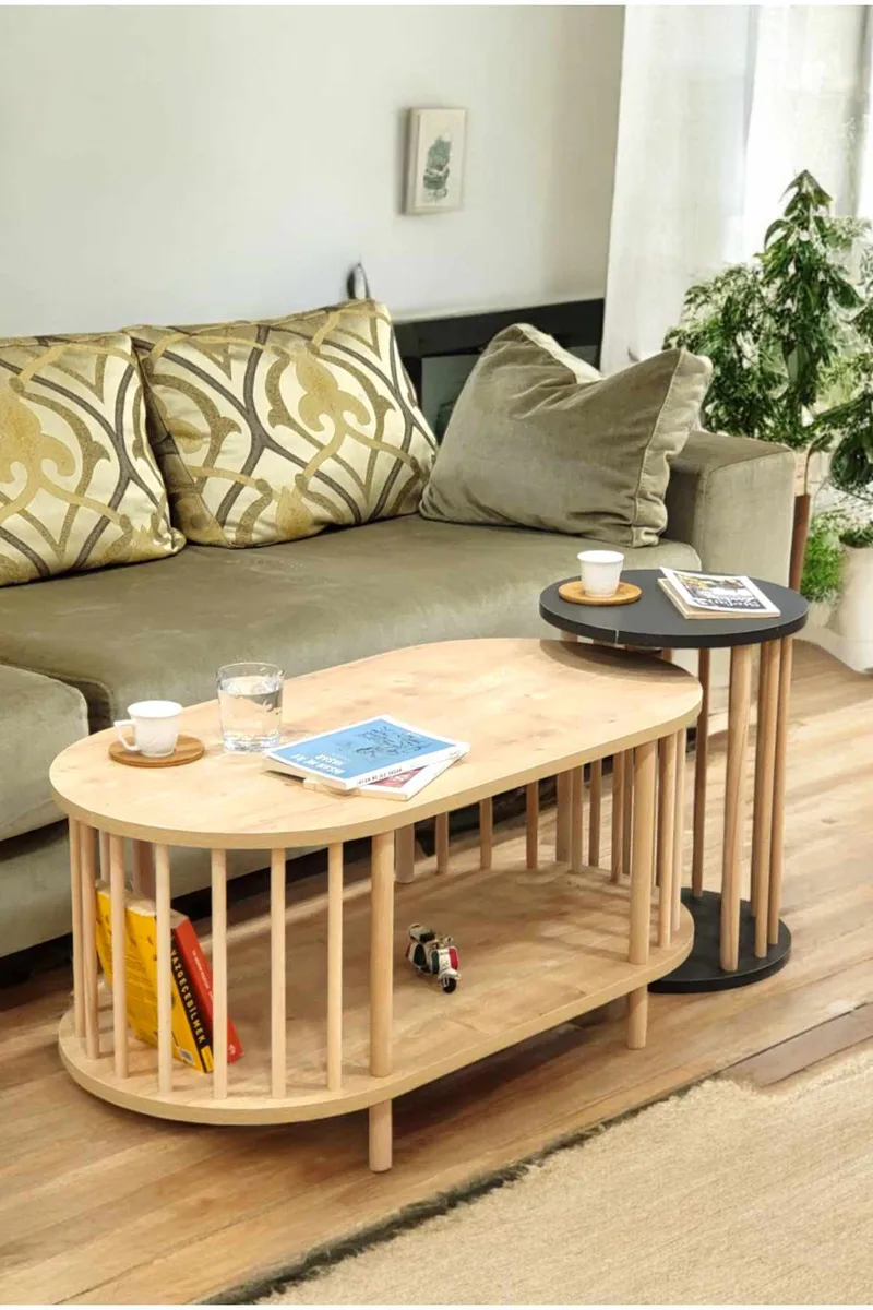 Belvo Soffbordsset 90x43x45 cm, Sapphire Oak och antracit