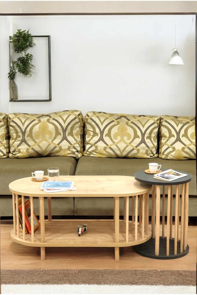 Belvo Soffbordsset 90x43x45 cm - Sapphire Oak och antracit - Möbler - Vardagsrum - Soffbord & vardagsrumsbord - Soffbord