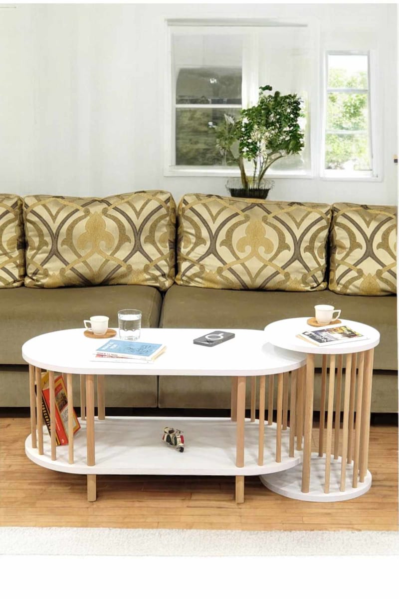 Belvo Soffbordsset 90x43x45 cm - Vit - Möbler - Vardagsrum - Soffbord & vardagsrumsbord - Soffbord
