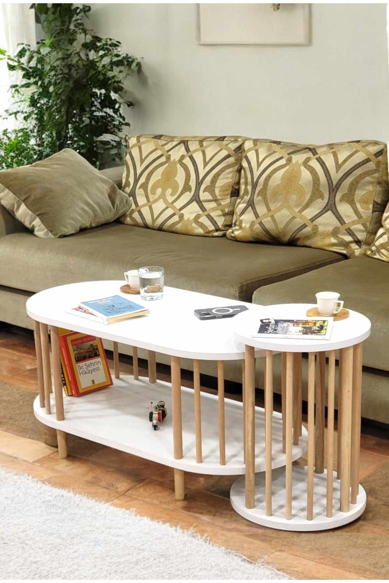 Belvo Soffbordsset 90x43x45 cm - Vit - Möbler - Vardagsrum - Soffbord & vardagsrumsbord - Soffbord